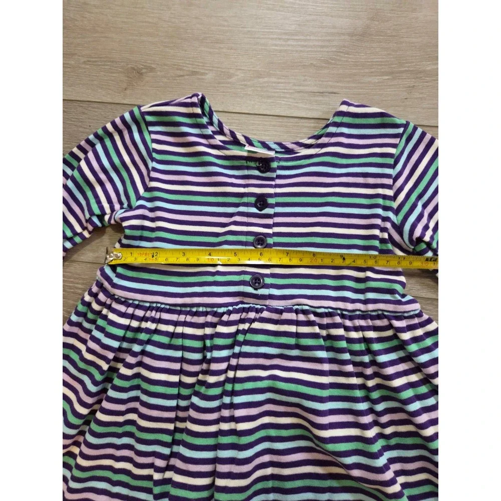 Hanna Andersson Purple Striped Dress Long Sleeve Buttons Girls 110 US 5 - read